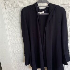 Black Hooded Cardigan with Button Details